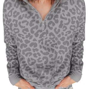 Leopard Quarter Zip Sweatshirt